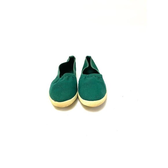 Vintage 1960s Deadstock Sneakers // Green Canvas Slip On No Tie Shoes Size 6 - Picture 2 of 7